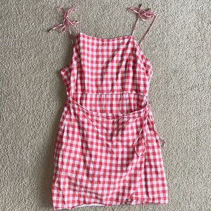 Wild and Honey Red and White Pattern Wrap Dress (Size L)